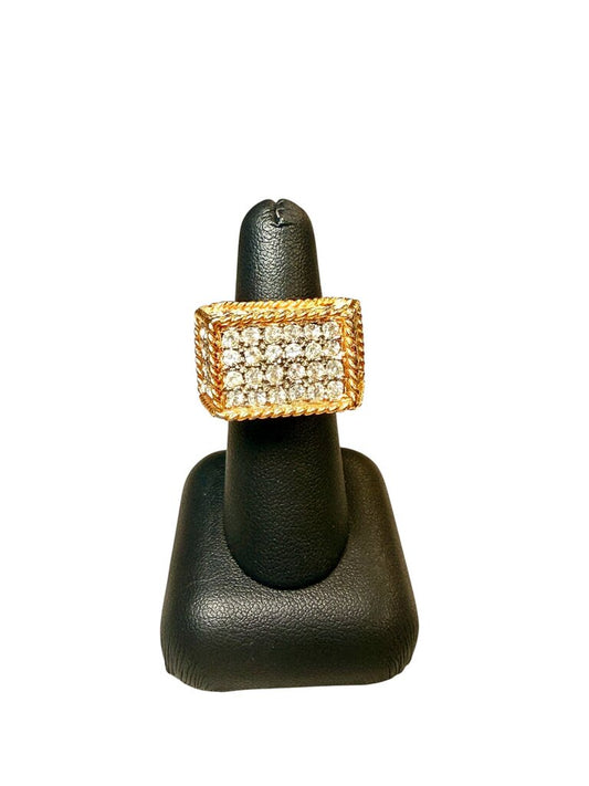 PLATED/COSTUME CRYSTAL SQUARE RING SZ 6