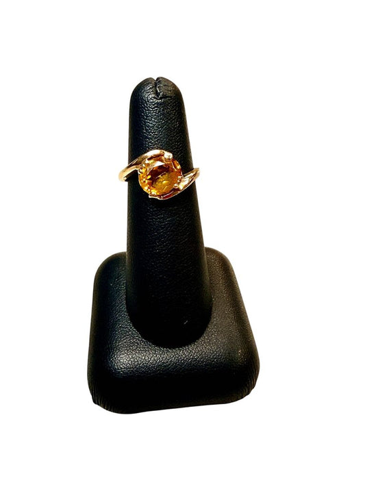 10KT YG BYPASS BAND W/YELLOW TOPAZ RB SZ 5.5
