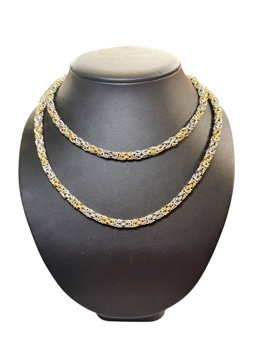 SS/PLATED GOLD LONG BIZENTINE CHAIN