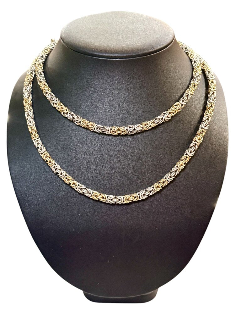 SS/PLATED GOLD LONG BIZENTINE CHAIN