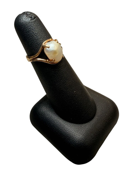 14KT YG BOROUQUE PEARL RING SZ 6