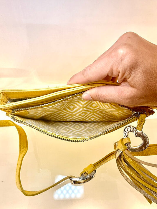 BRIGHTON YELLOW BARBADOS CITY BAG ORGANIZER CROSSBODY
