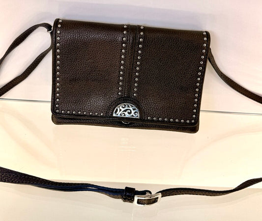 BRIGHTON PRETTY TOUGH ORGANIZER BROWN CROSSBODY
