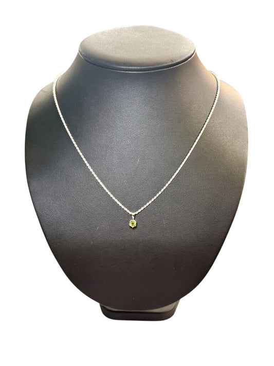 SS 20" ROPE CHAIN W/PERIDOT PENDANT