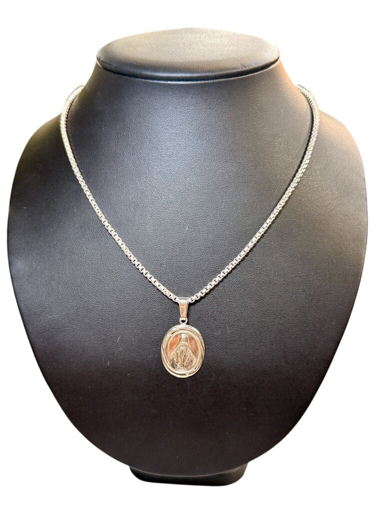 SS 18" FRANCO CHAIN W/VIRGIN MARY PENDANT