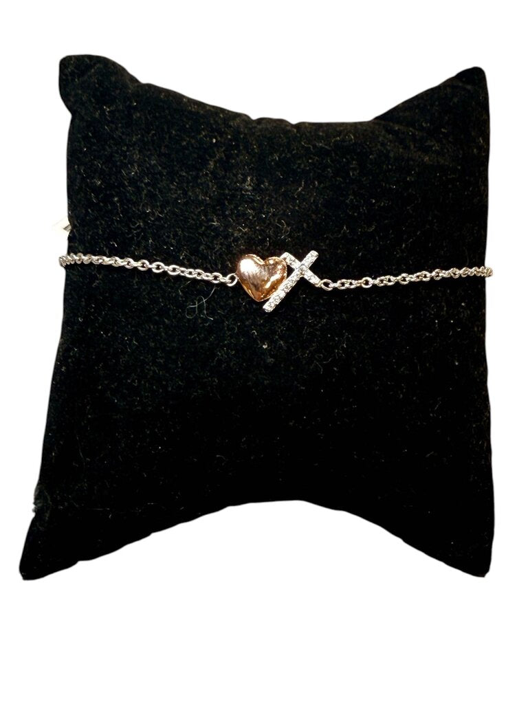 SS BOLO STYLE HEART CROSS BRACELET