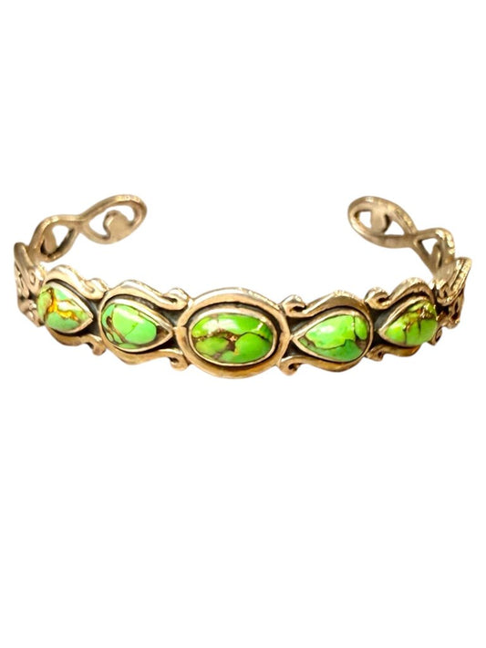 SS GREEN TURQ CUFF BRACELET