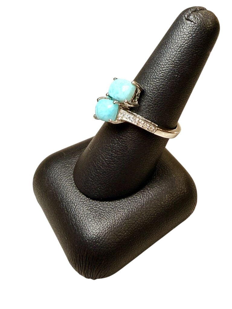 SS LARMAR OVAL STONES BYPASS W/STONES ON BAND SZ 8