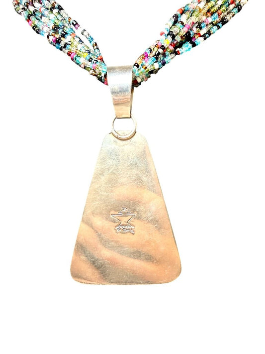 SS SANTO DOMINGO DANIEL CORIZ INLAY PENDANT ON MULTI STRAND COLOR BEADS