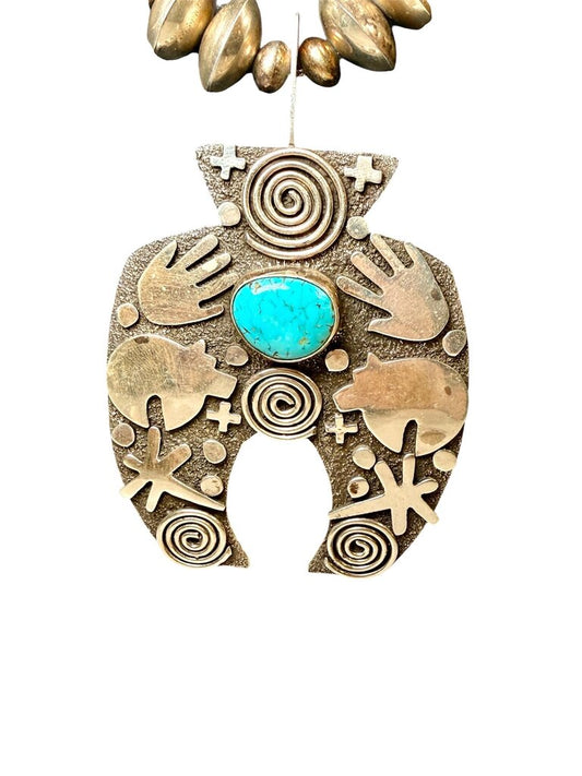 SS ALEX SANCHEZ NAVAJO BEAR AND HAND PENDANT