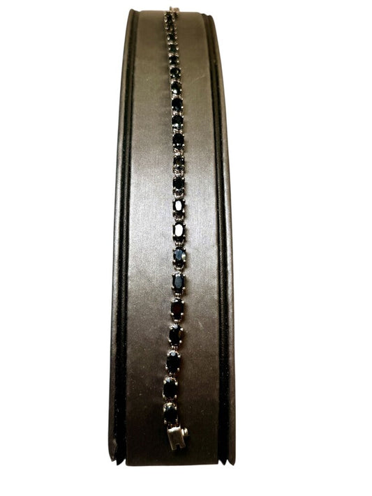 SS OVAL BLUE SAPPHIRE TENNIS BRACELET