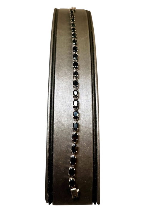 SS OVAL BLUE SAPPHIRE TENNIS BRACELET