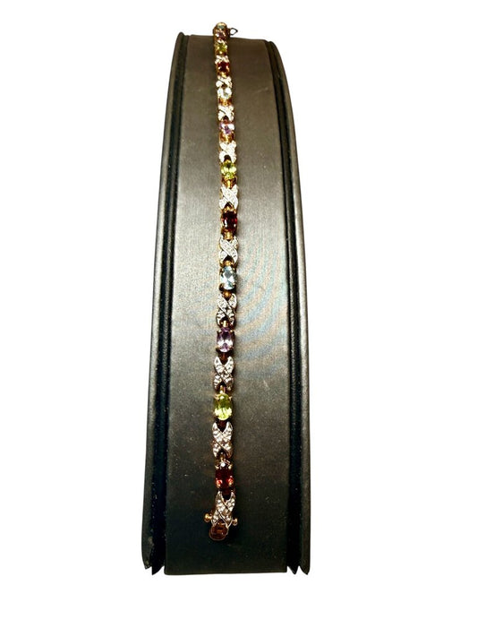 SS/GP "XO" MULTI COLOR TENNIS BRACELET