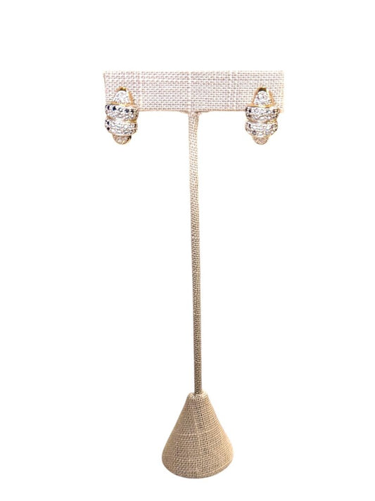 SS/PLATE SAPPHIRE & DIA DANGLE EARRINGS