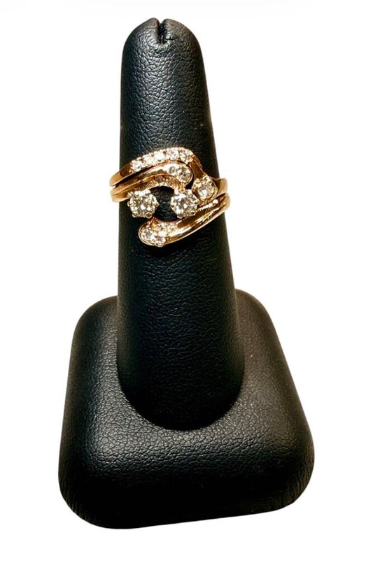 14KT YG 5/8CTTW RB FREEFORM WEDSET SOLDERED RING SZ 6