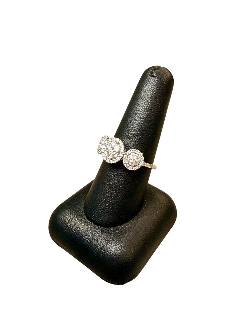 10KT WG PPF STYLE RB ILLUSION HALO RING 1/2CTTW RING SZ 8