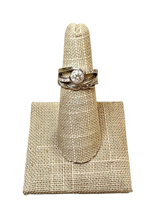 14KT WG 1CT RB CTR W/PAVE ACCENT STONES SZ 5