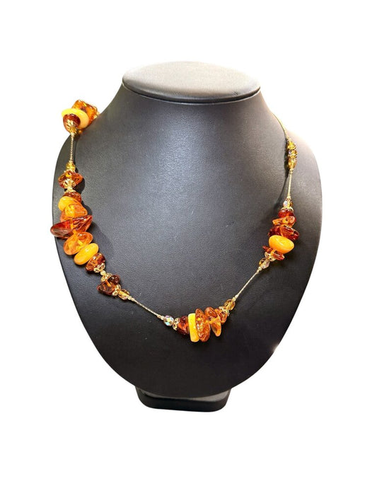COSTUME AMBER NECKLACE 30"