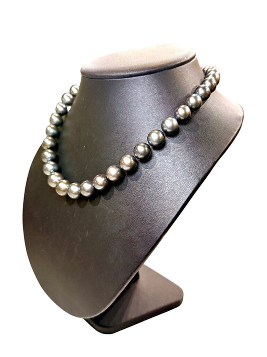 14KT WG GRADUATED BLK PEARL 16" NECKLACES
