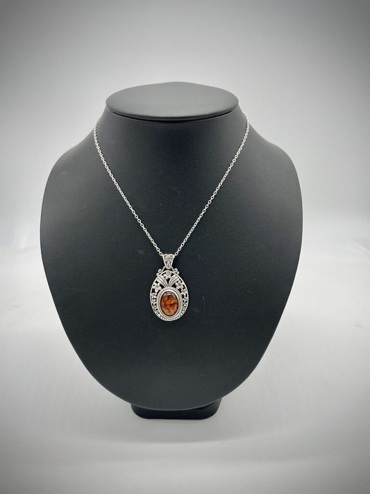 Ss Oval Amber Pend N/c