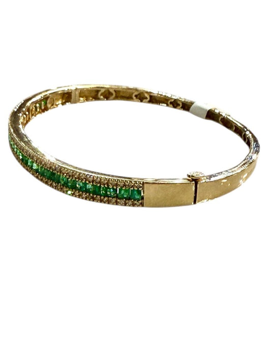 14kt Yg Emerald&dia Brac