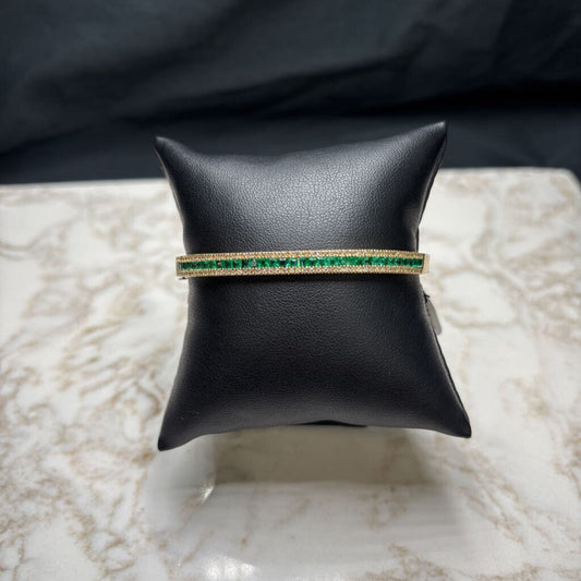 14kt Yg Emerald&dia Brac