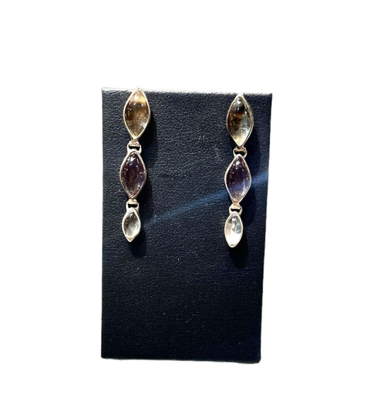 Ss 3oval Cab Stone Dangle