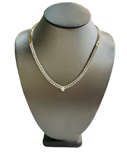 14KT YG OMEGA 5.2CTTW PEAR SHAPE DIAMOND 18"