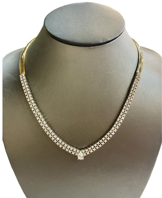 14KT YG OMEGA 5.2CTTW PEAR SHAPE DIAMOND 18"