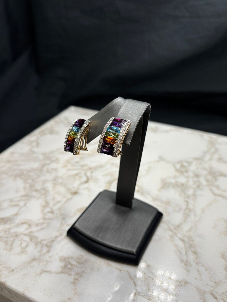 14KT YG( LE VIAN) MULTI COLOR LEVER BACK W/PAPERS