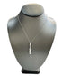 14KT WG BLUE SAPPHIRE &DIA STICK PENDANT ON CHAIN W/PAPERS