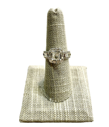 14KT WG 1CT PC CTR W/RB&BAG HALO KALATI RING 2CTTW SZ 7