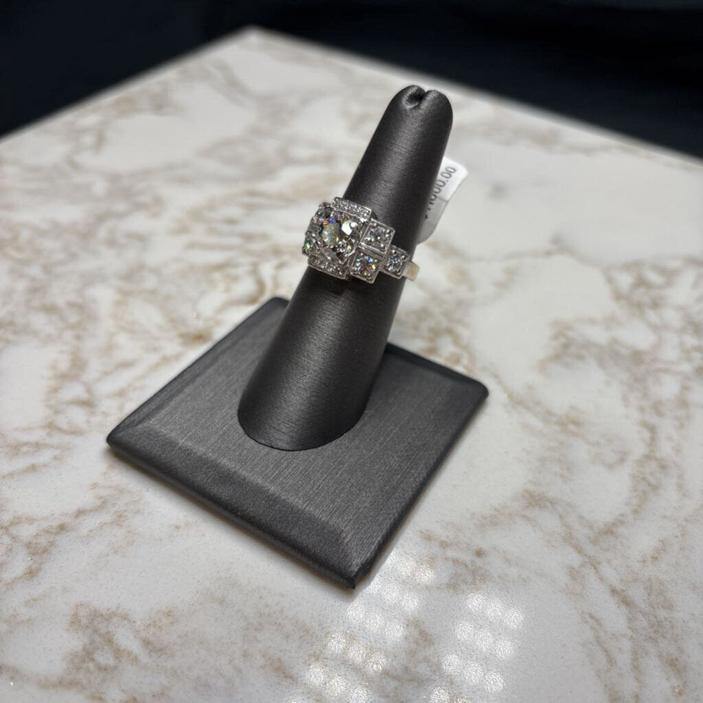 14KT WG 1.53CT RB CTR W/.93TW ON BAND 2.46CTTW VINTAGE STYLE RING W/APPRAISAL