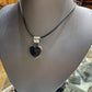 SS DON DODSON BLACK ONYX HEART PENDANT ON ROPE CHAIN