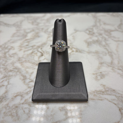 14KT WG 1.34CT RB CTR W/HALO 2 3/4TW RING SZ 6.5 W/ PAPERS