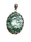SS GREEN TREE AGATE OVAL BEZEL SET PENDANT NO CHAIN