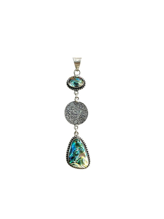 SS ABALONE DROP PENDANT LARGE NO CHAIN