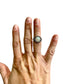 PLATED OPAL BEZEL SET BEADED DESIGN BAND SZ 6