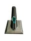SS COFFIN CUT BLUE TOPAZ RING SZ 7