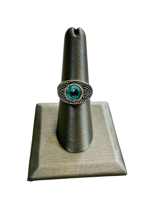 PLATED BEZEL SET BLUE TOPAZ RING SZ 7