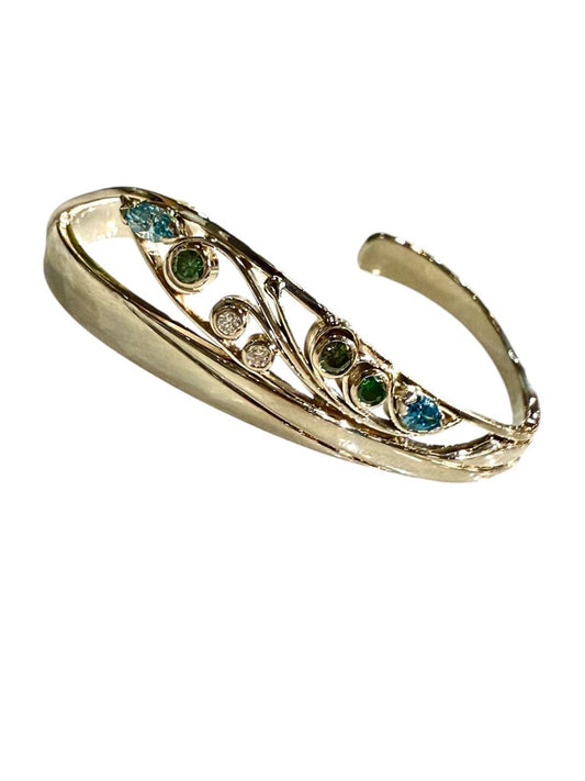 14KT WG CUFF 1CTTW MULTI COLOR ENHANCED DIAMONDS ROUND & MARQUISE SHAPE CUSTOM DESIGN