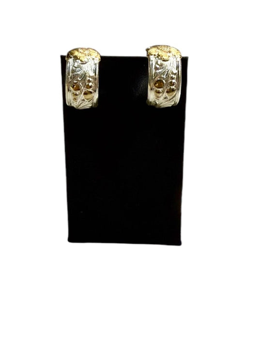 SS/GP "J" HOOP TUTONE HAWAIIAN STYLE EARRINGS