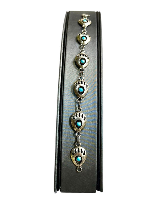 SS NATIVE BEAR CLAW TURQ TENNIS BRACELETS