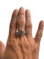 SS FANCY CUT TURKISH DIASPORE STONE W/CZ ON BAND HALO STYLR RING SZ 9