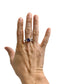 SS LARGE PURPLE CZ CTR OVAL W/CZ OVAL SIDES PPF RING SZ 9