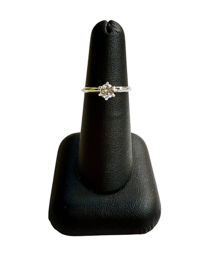 SS 1/2CT CZ RB 6 PRONG SOLITARE SZ 6