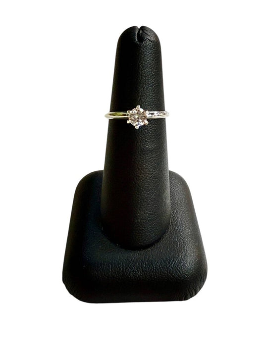 SS 1/2CT CZ RB 6 PRONG SOLITARE SZ 6