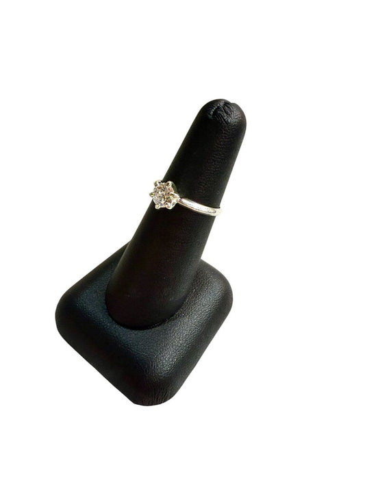 SS 3/4CT CZ RB 6 PRONG SOLITARE SZ 6