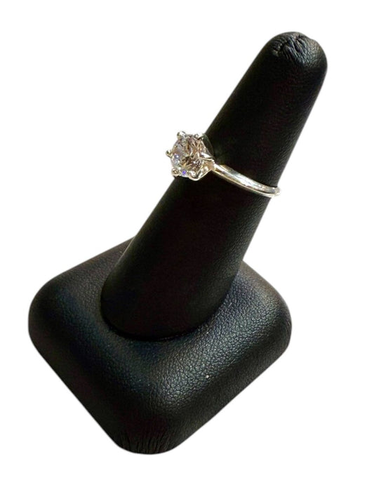 SS 1.5CT CZ RB 6 PRONG SOLITARE SZ 6