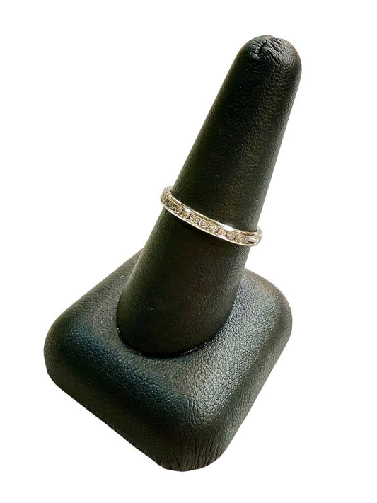 14KT WG .20CTTW CHANNEL SET DIAMOND RING SZ 8.5